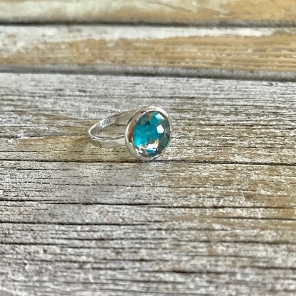 Boho Faceted Quartz over Turquoise Stackable Ring